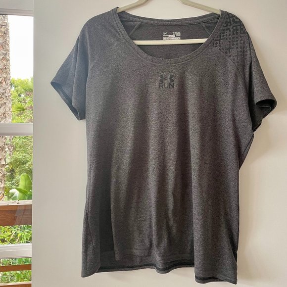 Under Armour Semi-Fitted‎ Heat Gear Short-Sleeve Shirt in Charcoal Gray, Size XL - Picture 1 of 3